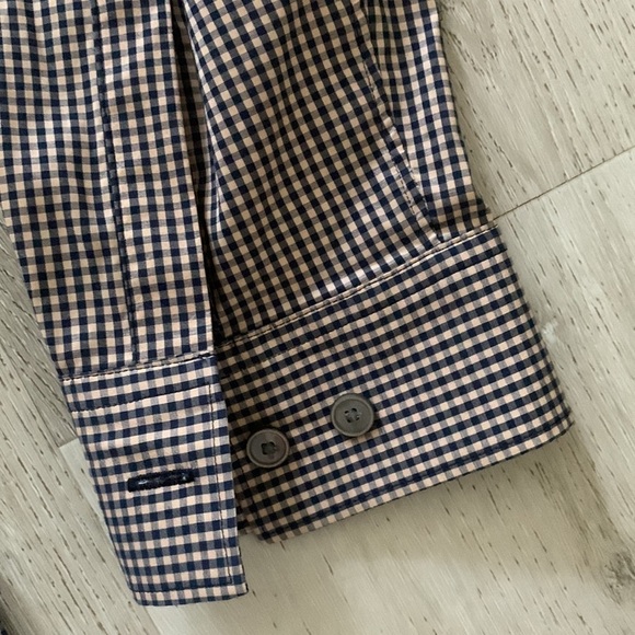 Theory Button Up Shirt navy tan cream size L - Picture 9 of 10